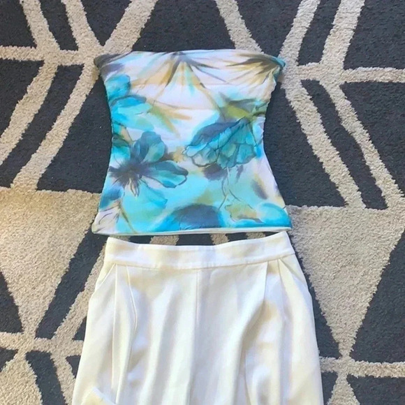 Extro Floral Print Mesh Ruched Bandeau Top Size Small - Picture 2 of 8